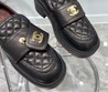 Лоферы Chanel 2021-2022 черные на большом каблуке