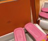 Женские шлепанцы Hermes 2022 желтые с розовым