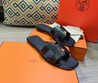 Женские шлепки Hermes 2022 кожаные черные