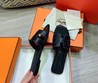 Женские шлепки Hermes 2022 кожаные черные