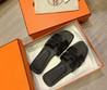 Женские шлепки Hermes 2022 кожаные черные
