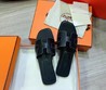 Женские шлепки Hermes 2022 кожаные черные