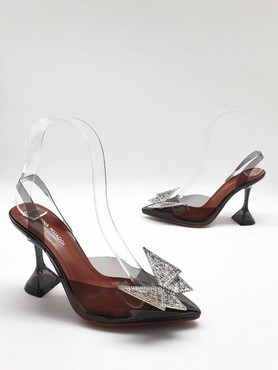 Женские туфли Amina Muaddi Phoenix коричневые декорированные бабочкой