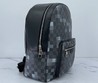 Женский рюкзак Louis Vuitton черный с голубой шашкой 29x37x13