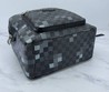 Женский рюкзак Louis Vuitton черный с голубой шашкой 29x37x13