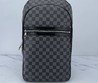 Женский рюкзак Louis Vuitton черный с серой шашкой 26x46x16