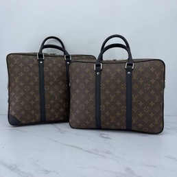 Мужская деловая кожаная сумка Louis Vuitton коричневая 40x31x6,5