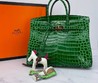 Женская сумка Hermes зеленая 35x26,5x17