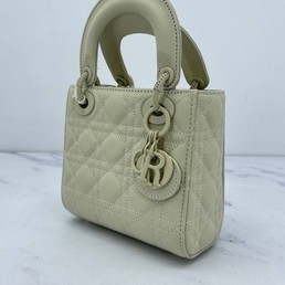 Женская сумка Christian Dior кожаная зеленая 17x15,5