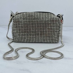 Женская сумка Alexander Wang белая со стразами 18x10