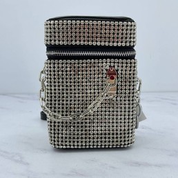 Женская сумка Alexander Wang белая со стразами 12x7,5
