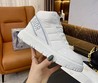 Женские высокие кеды Christian Dior белые с серым лакированные