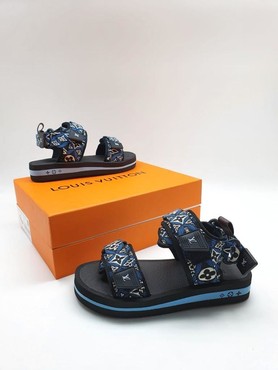 Женские сандалии Louis Vuitton синие с орнаментом