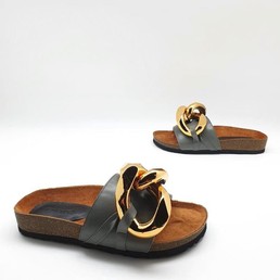 Шлепанцы с цепочкой JW Anderson серые с коричневым