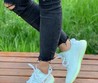 Женские кроссовки Adidas Yeezy голубые с зеленым