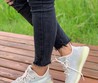 Женские кроссовки Adidas Yeezy серые с зеленым