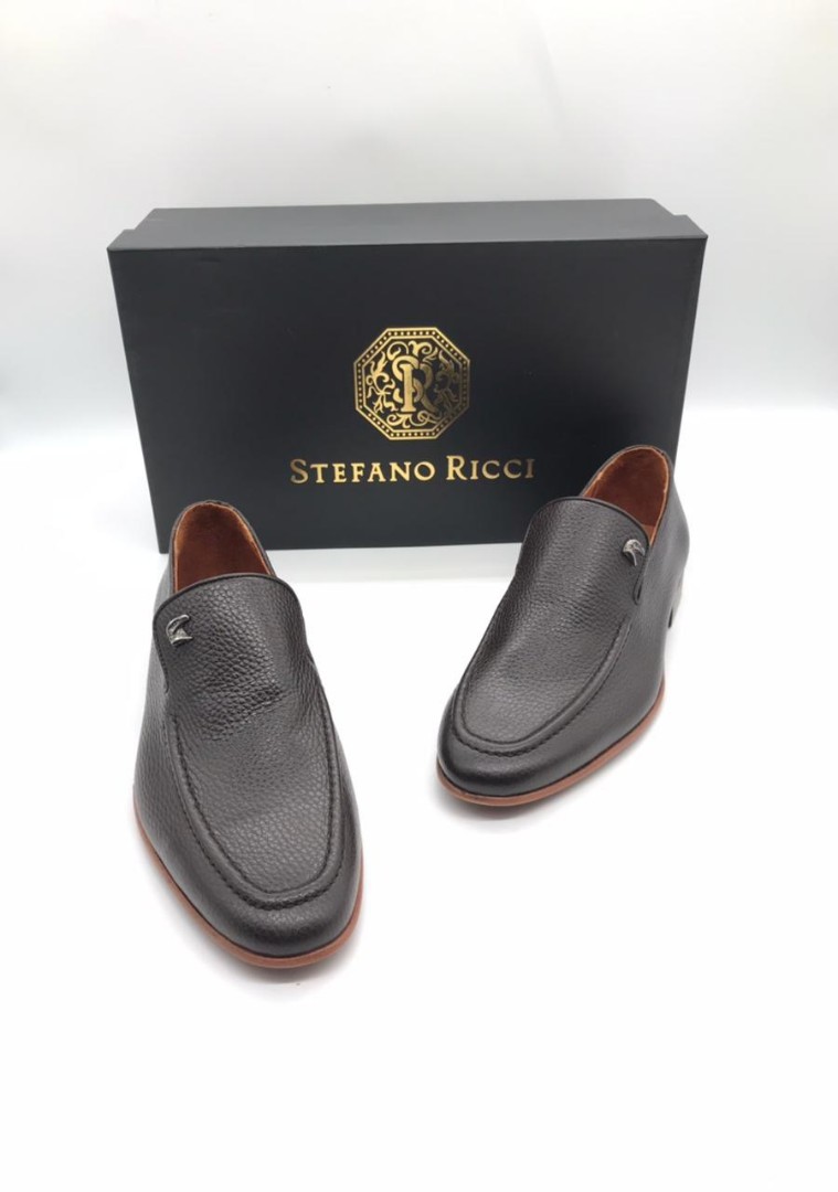 Мужские туфли Stefano Ricci 2022-2023 черные с оттенком кожаные