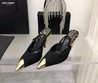Женские туфли Saint Laurent с цепочкой на пятке черные
