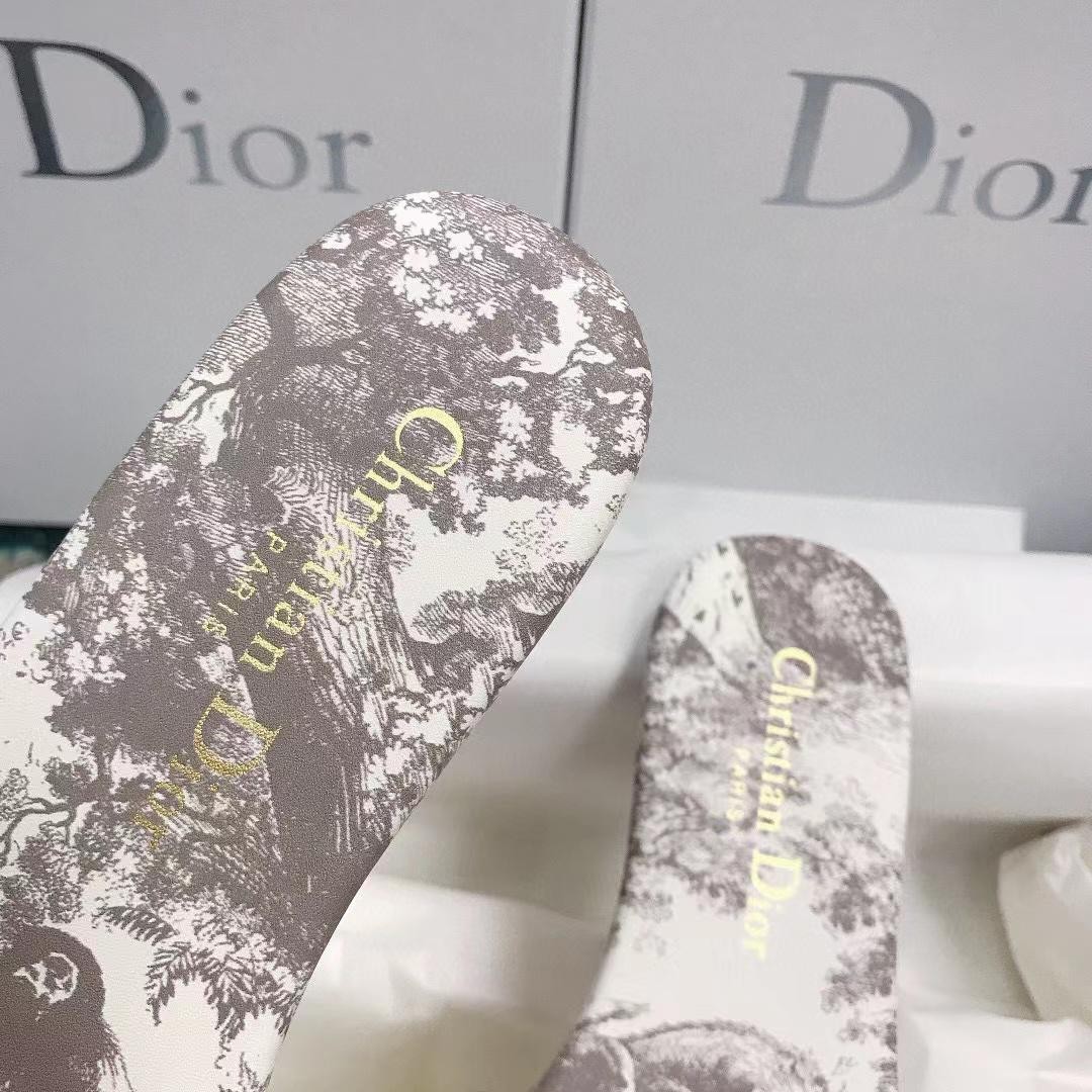 Женские шлепанцы Christian Dior 2022 серые с рисунком