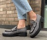 Женские лоферы Prada черные кожаные со стразами