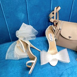Женские туфли Jimmy Choo 2022 белые текстильные с открытым носком