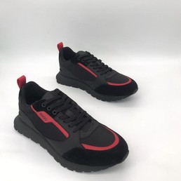 Мужские кроссовки Hugo Boss 2022-2023 черные с красными полосками