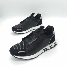 Мужские кроссовки Emporio Armani 2022-2023 черные кожаные с текстурой