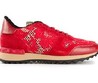 Женские кружевные кроссовки Valentino Garavani Rockstud красные
