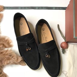 Женские лоферы Loro Piana 2022 замшевые черные