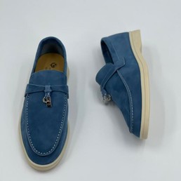 Женские лоферы Loro Piana 2022 замшевые синие