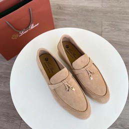 Женские лоферы Loro Piana 2022 замшевые коричневые