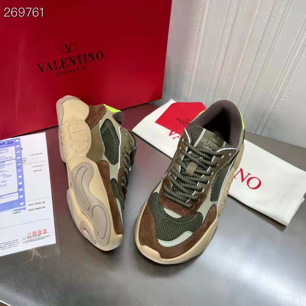 Женские кроссовки Valentino зеленые с коричневым