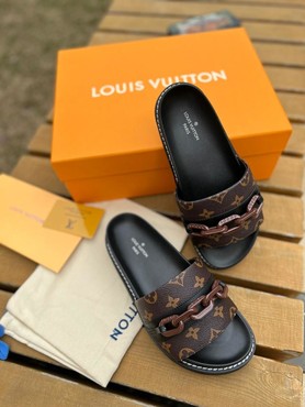 Женские мюли Louis Vuitton Sunset c орнаментом GG коричневые