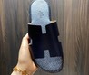 Мужские шлепанцы Hermes 2022 синие с рисунком