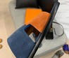 Мужские шлепанцы Hermes 2022 синие с оранжевым