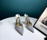 Женские туфли Jimmy Choo 2022 серые с блестками с открытой пяткой