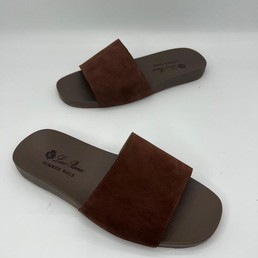 Мужские шлепанцы Loro Piana 2022-2023 замшевые темно-коричневые