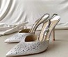Женские туфли Jimmy Choo 2022 белые атласные со стразами