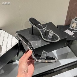 Босоножки Alexander Wang 2022 черные с окантовкой из страз