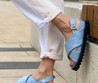 Женские сандалии Louis Vuitton серо-голубые с узором Monogram