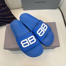 Мужские шлепанцы Balenciaga кожаные синие