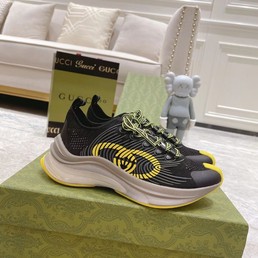 Кроссовки женские Gucci Run 2022-2023 черные с желтым