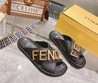 Женские шлепанцы Fendi new collection черные кожаные