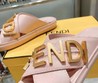 Женские шлепанцы Fendi new collection розовые кожаные