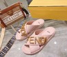 Женские шлепанцы Fendi new collection розовые кожаные