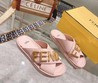 Женские шлепанцы Fendi new collection розовые кожаные