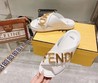 Женские шлепанцы Fendi new collection белые кожаные