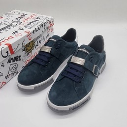 Мужские кроссовки Dolce & Gabbana 2022 зелено-голубые замшевые