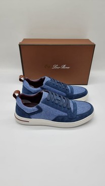 Мужские кроссовки Loro Piana 2022 New Collection серо-голубые