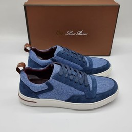 Мужские кроссовки Loro Piana 2022 New Collection серо-голубые